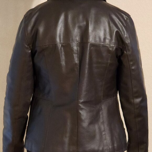 LO SCACCO Brown Leather Jacket - Picture 4 of 5